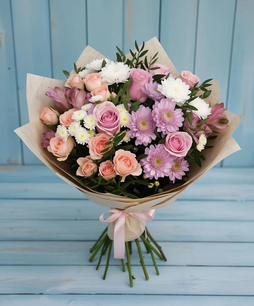 Букет цветов из: Хризантемы, Розы и Альстромерии в Гаспре