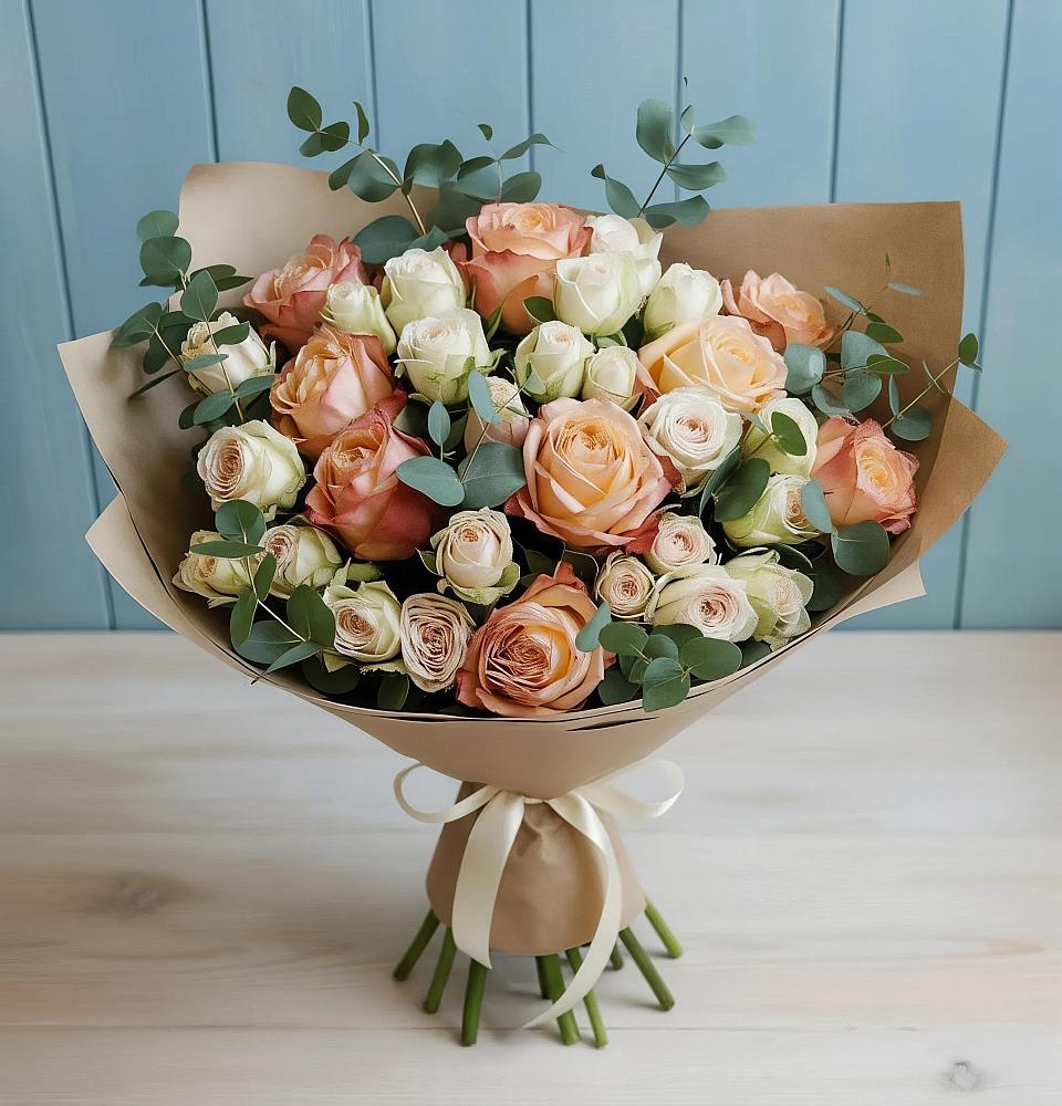 Букет цветов из: Альстромерии и Розы в Гаспре