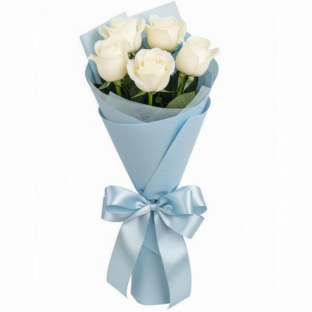 Букет 5 Белых роз Проуд в Гаспре