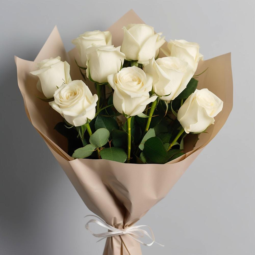 Букет 9 Белых роз Эдлесс Лав в Гаспре