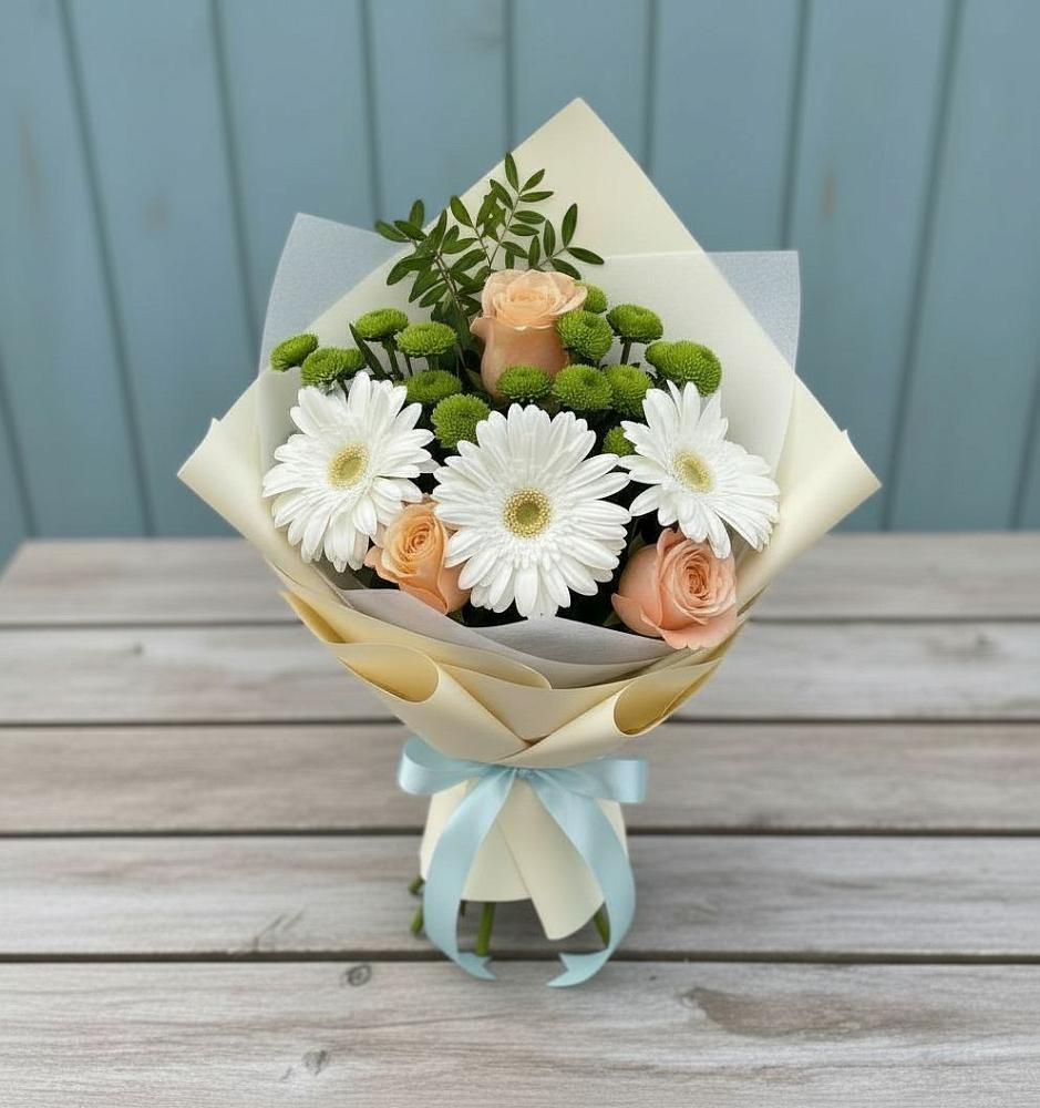 Букет цветов из: Герберы, Розы и Хризантемы в Гаспре