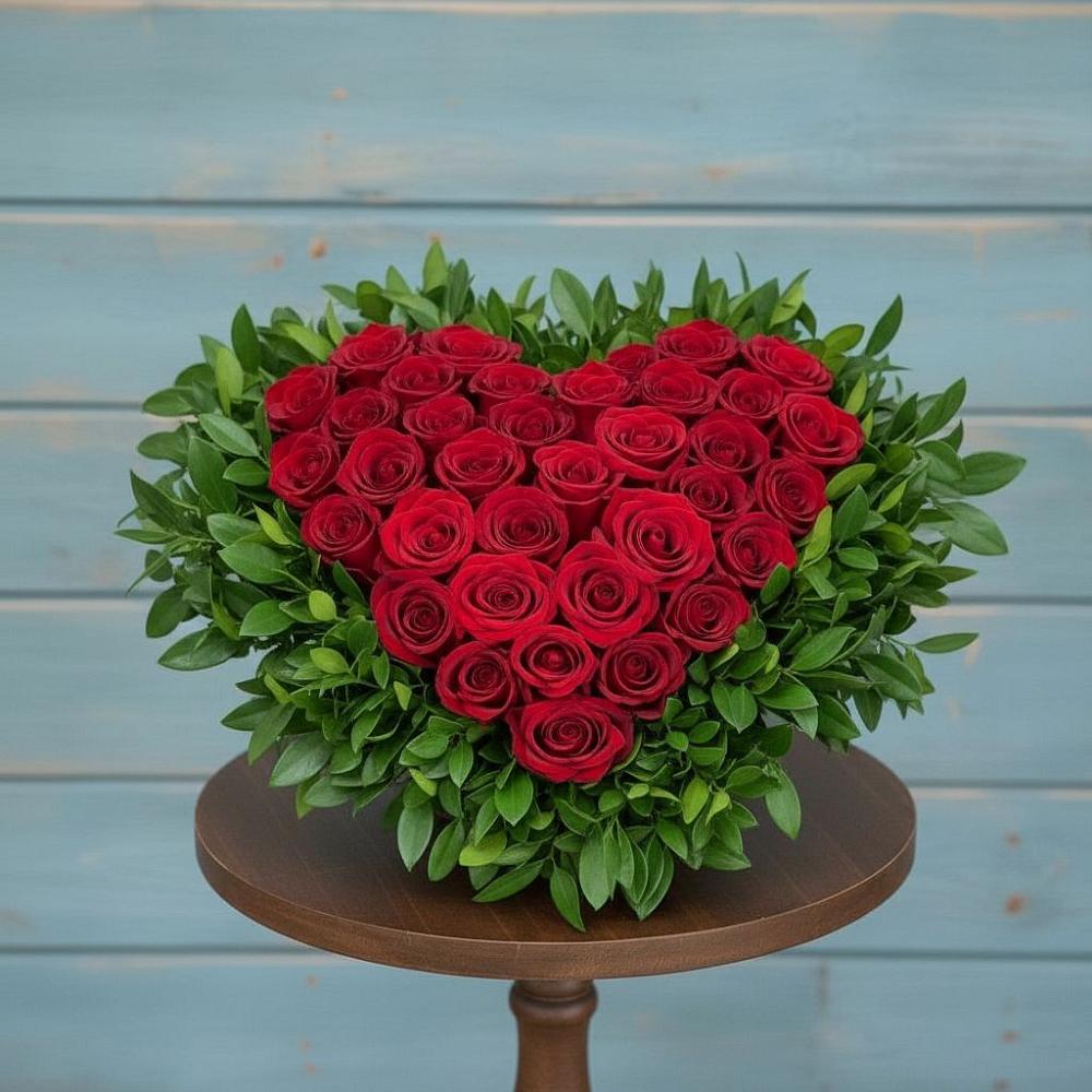 Цветочная композиция из Розы в виде сердца в Гаспре