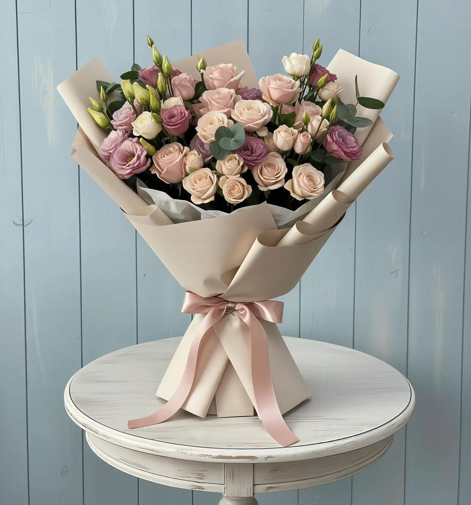 Букет цветов из: Розы и Лизиантусы в Гаспре