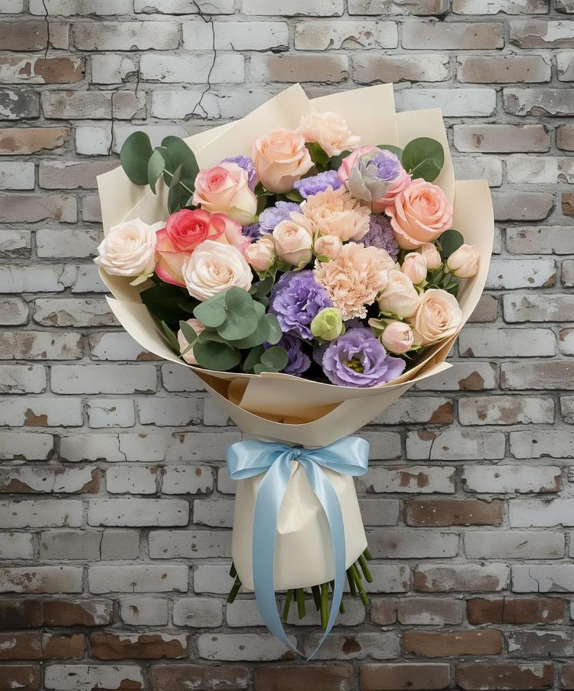 Букет цветов из: Розы, Лизиантусы и Гвоздики в Гаспре