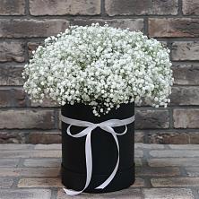 Цветочная композиция из Гипсофила в шляпной коробке в Гаспре